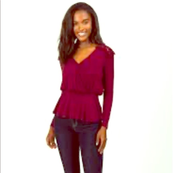 NWOT Francesca’s Sanaa Eyelet Trim Wine Red Size Large - Picture 2 of 10